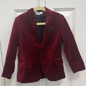 H&M Dark Red Velvet Blazer 4-5T